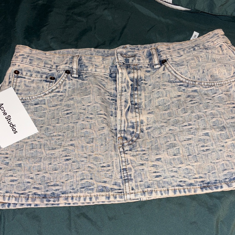 Acne Textured Blue Denim Skirt